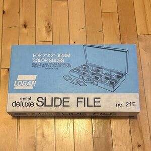Vintage Logan Metal Deluxe Slide File - Blue